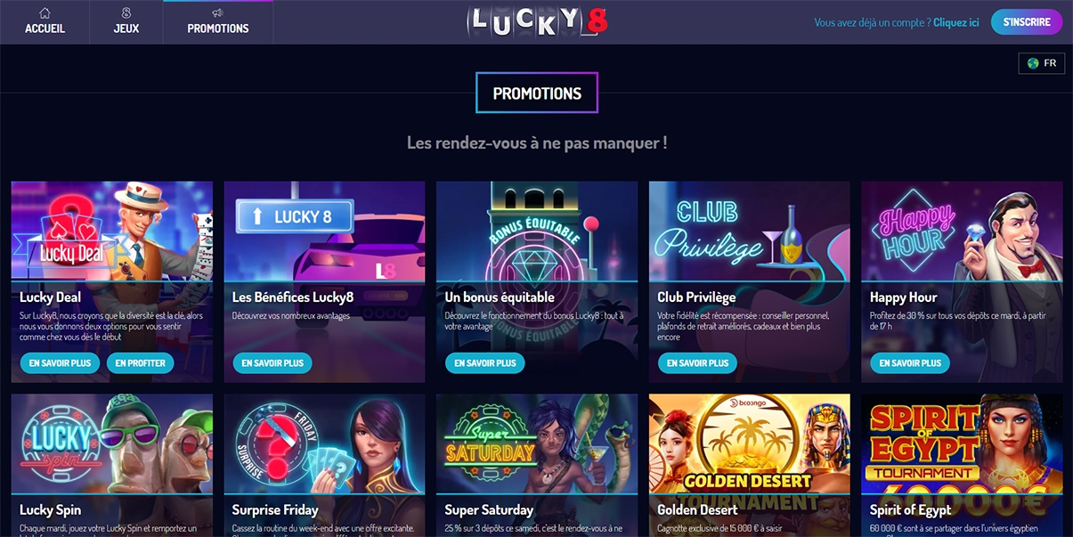 image de présentation des promotions du casino Lucky8 en France