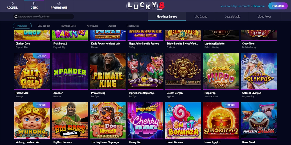 image de présentation des jeux du casino Lucky8 en France